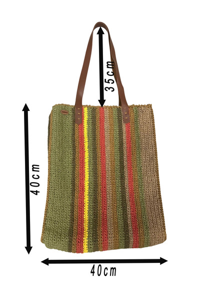 Bizle Tasarla Paper Rope Knitted Handmade Wide Straw Bag – Large Volume, Elegant Gift