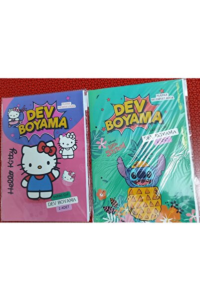 ada çanta kırtasiye 2 adet Dev boyama kitabı (90cmx64cm)- (Hello Kitty/Stitch...