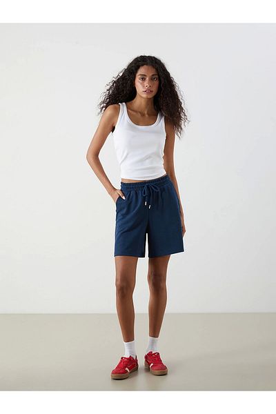 LC Waikiki Xside Navy Blue Elastic Waist Women's Shorts