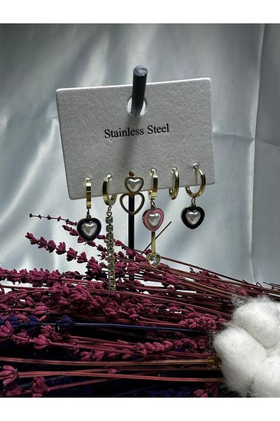 Mutenaura Stainless Steel Earrings Set of 6