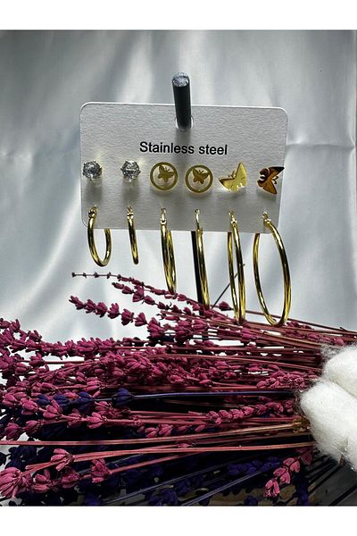 Mutenaura Stainless Steel Earring Set of 12
