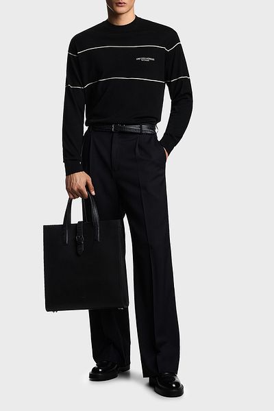 Emporio Armani Wool Stripe Detail Regular Fit Crew Neck Sweater Men Sweaters Em002796 Af14199 Mc15
