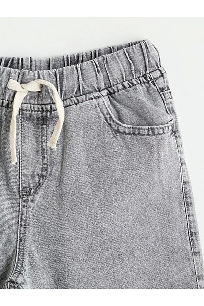 LC Waikiki Lcw Kids Gray Elastic Waist Boys Jean Shorts