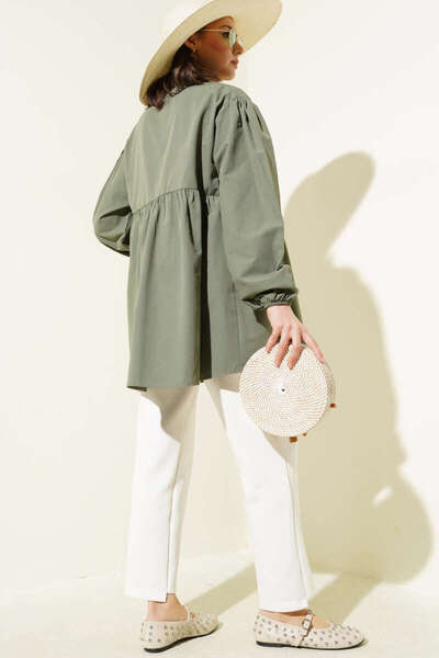 MODA Balloon Sleeve Bow Tie Detail Shirt