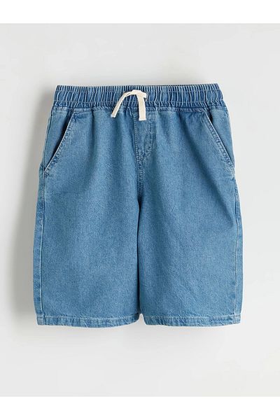 LC Waikiki Lcw Kids Indigo Elastic Waist Boy Jean Shorts