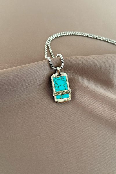 laria jewelry Greek Patterned Stone Locket Necklace