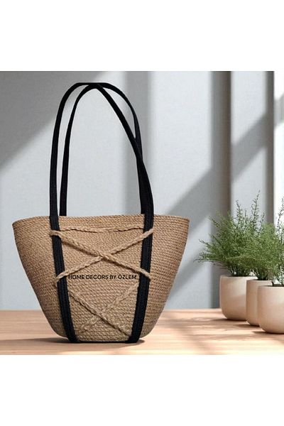 home decors by özlem Straw Shoulder Bag Beach Bag Daily Bag Handcrafted Handmade