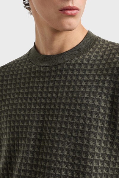 Emporio Armani Woolen Jacquard Logo Printed Regular Fit Crew Neck Sweater Men's Sweater Em001989 Af141