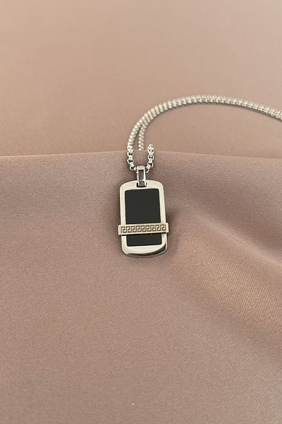 laria jewelry Greek Patterned Stone Locket Necklace