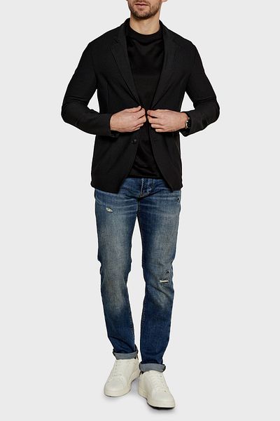Emporio Armani Slit Slim Fit Mono Collar Micro Woven Jacket Men's Coat Em000142 Te11109 Uc001