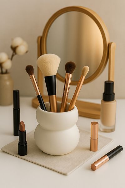 Lui Tasarım Makeup Brush Organizer Ceramic White Color Makeup Brush Holder 16cm