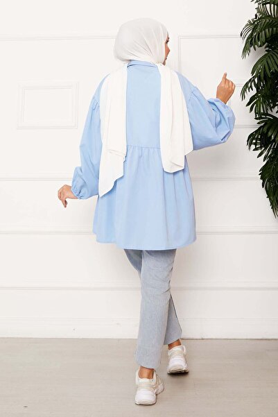 MODA Cămașă cu mâneci cu balon și detaliu cu șireturi