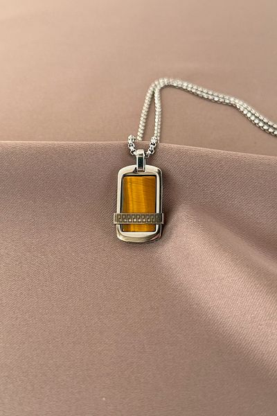 laria jewelry Greek Patterned Stone Locket Necklace