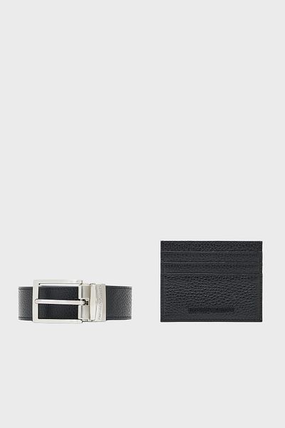 Emporio Armani Genuine Leather Logo Card Holder Belt Set Men's Card Holder Belt Set Em002772 Af13396 Uc001