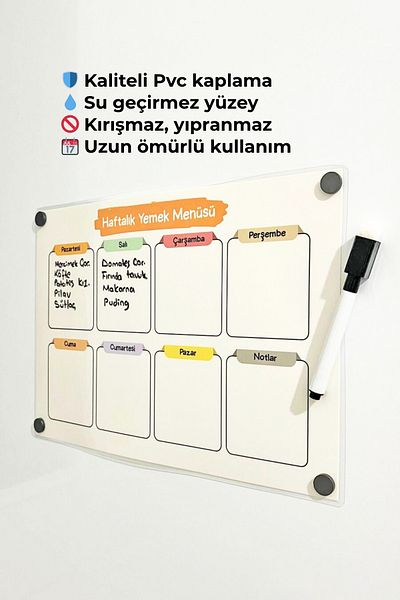 Metranya Weekly Meal Menu Planner, Magnet Refrigerator Meal Chart Shopping List with Magnet