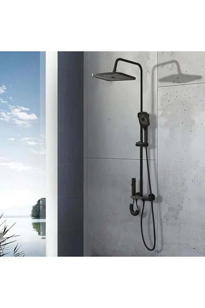 TAFASSELL Black Shower Bar with Mixer and Buttons