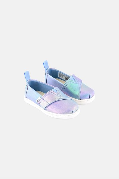 Toms Toddlers Girl Velcro Closure Shoes, Light Blue/White