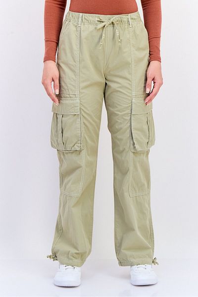 Koton Women Regular Fit Solid Cargo Pants, Olive