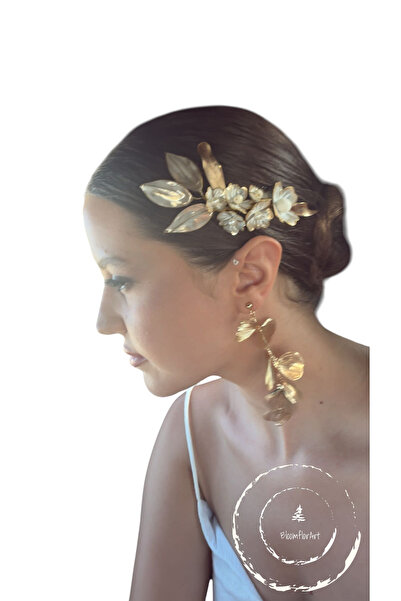 Bloomflorart Helen Bronz Gelin Tacı/Bahar dalı /Epoksi