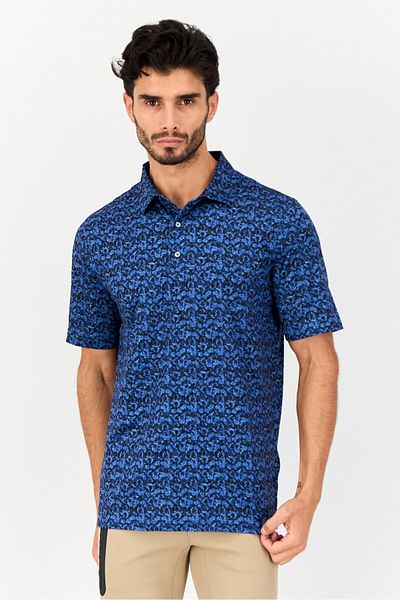 Greg Norman Men Sportswear Fit Allover Print Short Sleeve Outdoor Polo Shirt, Multicolor