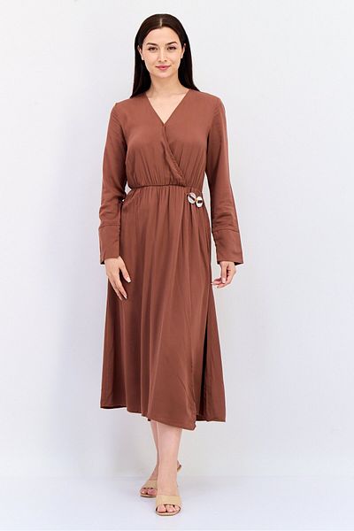 Koton Women Textured Midi Dress, Brown