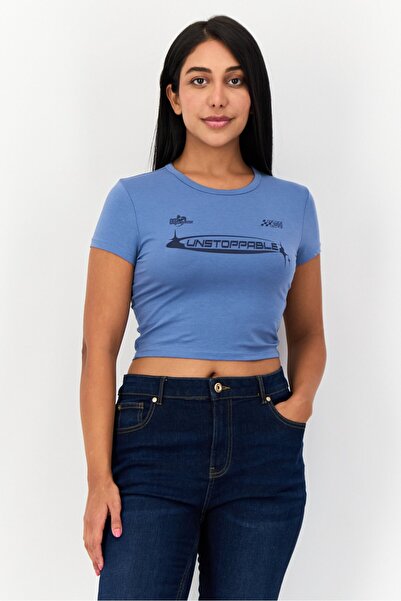 Don't Call Me Jennyfer Women Crew Neck Short Sleeves Graphic Print Crop T-Shi...