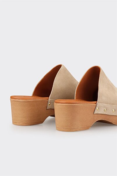 Elle Shoes Naturel Deri Kadın Terlik