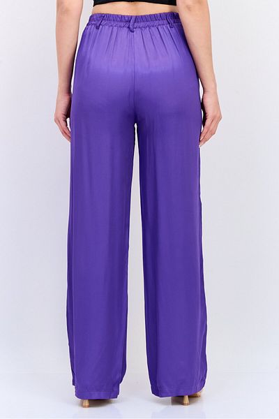 DeFacto Women Regular Fit Solid Wide Leg Pants, Purple