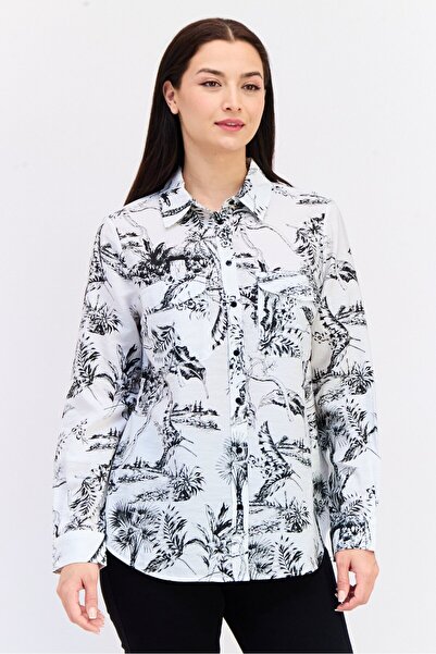 Koton Women Pointed Collar Long Sleeves Floral Print Shirt, Multicolor