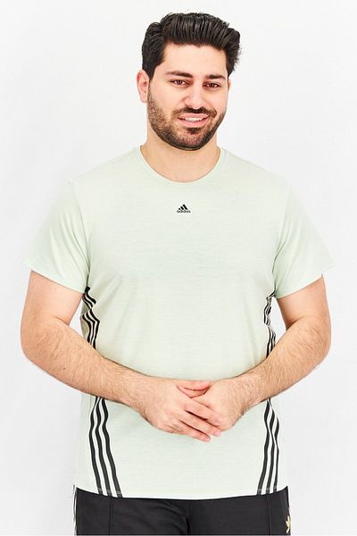 adidas Men Sportswear Fit Essentials Vivid Training T-Shirts, Light Green/Black
