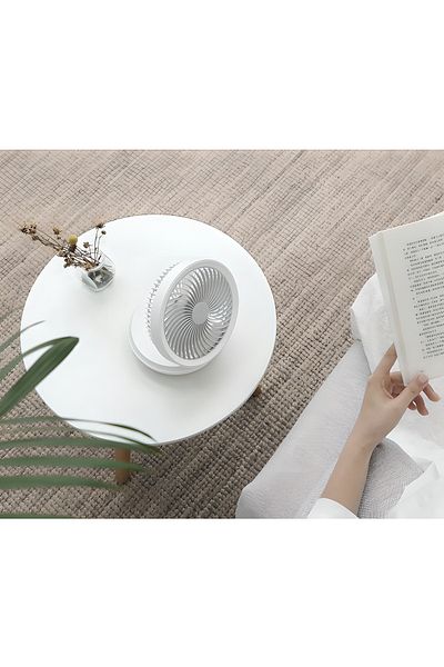 COOYA Mini Desktop Silent Electric Fan, Rechargeable, Shaking Suspension, Suitable for Office Home (White)