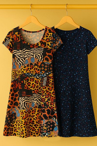 COTENCONCEPT 2 Pieces Draped Comfortable Fit Daily Combed Cotton Fabric Dress