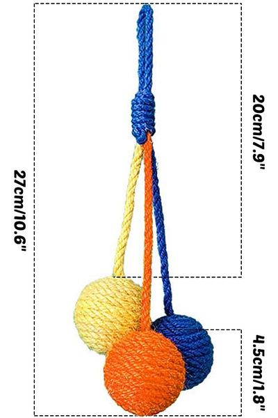 COOYA Cat Toy Sisal Ball, Tricolor Hanging Ball Handmade Cat Scratch Ball Interactive Toy For Indoor