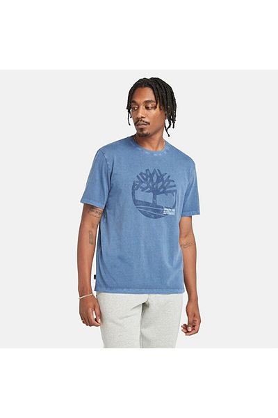 Timberland Garment Dye Logo Graphic Tee Men's Navy Blue Tshirt Tb0A5Uek2881