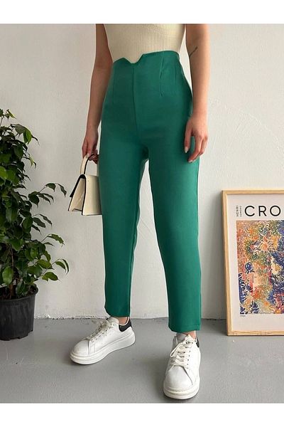 ufukmoda Atlas Fluted Trousers Petrol Green