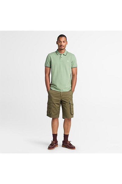 Timberland Ανδρικό πράσινο μπλουζάκι Millers River Tipped Pique με κοντό μανίκι Tb0a5w4yec61