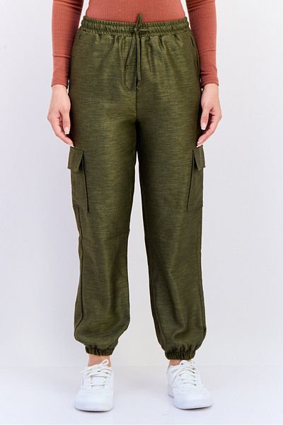 Koton Women Regular Fit Drawstring Track Pants, Olive