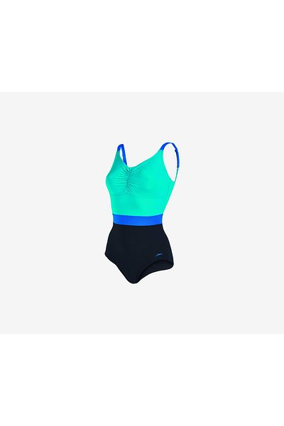 SPEEDO Women Crystal Shine One Piece, Black and Green and Blue