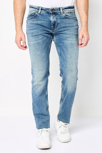 Napapijri Men Regular Fit Washed Denim Jeans, Blue