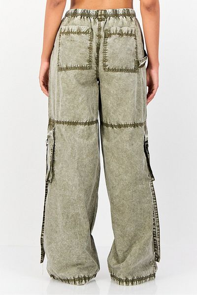 Don't Call Me Jennyfer Women Regular Fit Washed Cargo Pants, Washed Olive