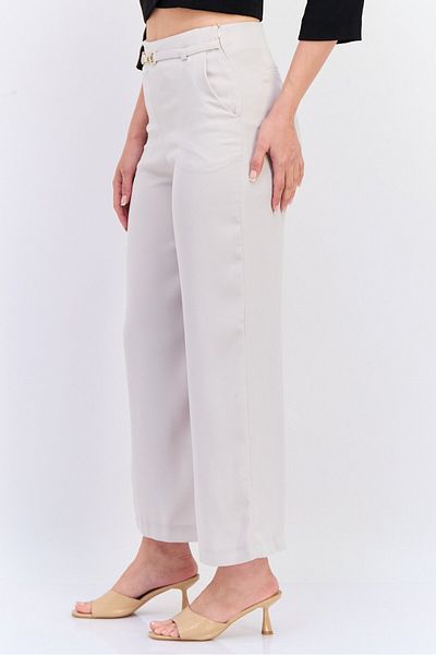 Koton Women Regular Fit Solid Palazzo Pants, Beige