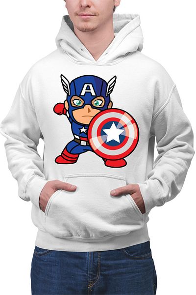 OEM Men's Hoodie Captain America Chibi Steve Rogers Top Secret