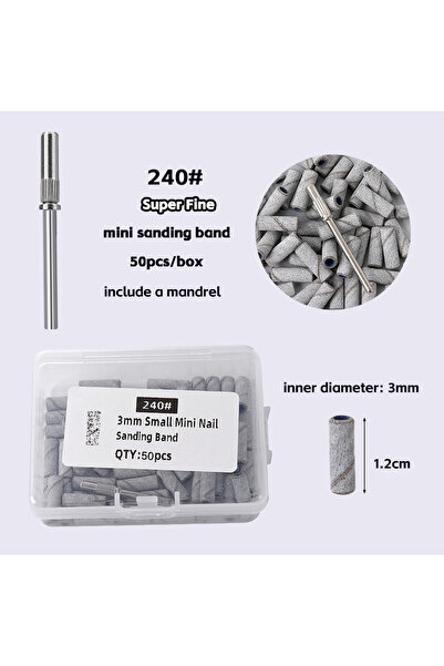 Choice6 240 (50 قطعة) شريط صنفرة أظافر مقاس 3 مم - مثقاب أظافر صغير بحبيبات 8...