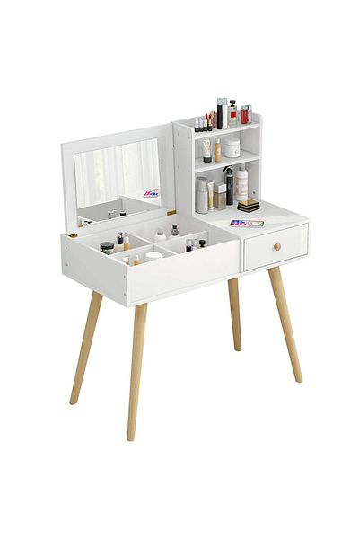 Sheinhome Dresser With Mirror Vanities Table Make Up Organizer Drawers