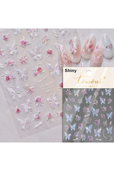 Choice MS672 Jelly Butterfly 5D Nail Art Sticker Rhinestone Crystal Charming Shiny Insect Animals DIY Self