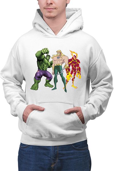 OEM Men's Hoodie Aquaman Cartoon Ben10 Fire Monster Hulk Green