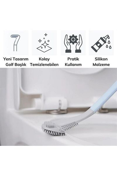 ForWhat Golf Type Silicone Toilet Bowl Cleaning Brush with Hook Gift for Office Household Hygiene