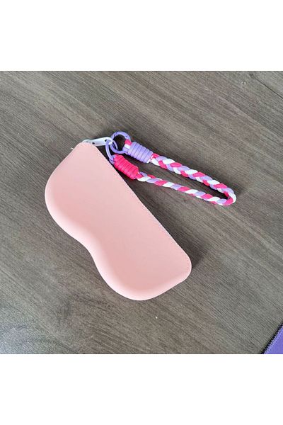 Choice Pink Silicone Zipper Eyeglass Case, Sunglasses Storage Protective Case, Hanging Bag, Wallet, Waterpr