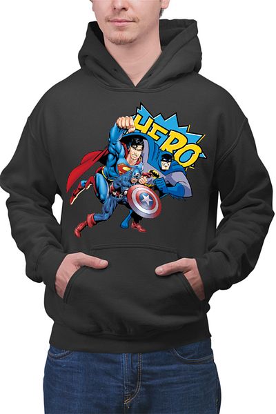 OEM Men's Hoodie Batman Superman Captain America Save Earth
