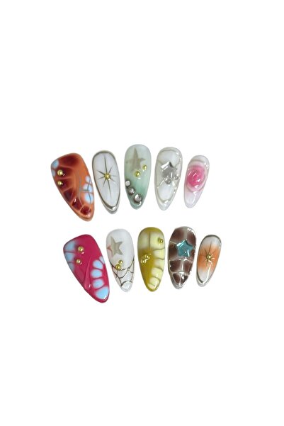 Choice 10 قطع من أظافر Y2K المصنوعة يدويًا، بنمط تمساح رائع، أطراف أظافر وهمي...